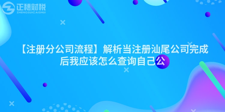【注冊分公司流程】解析當注冊汕尾公司完成后我應該怎么查詢自己公