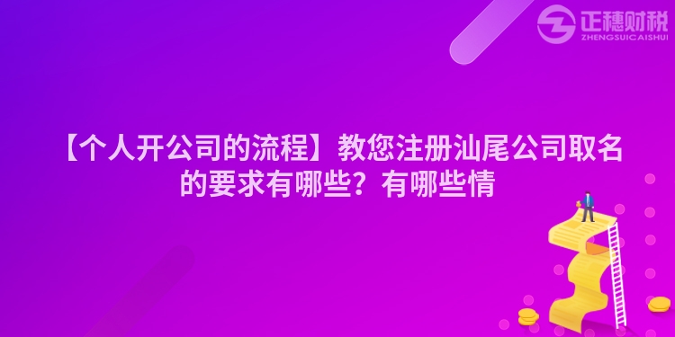 【個人開公司的流程】教您注冊汕尾公司取名的要求有哪些？有哪些情