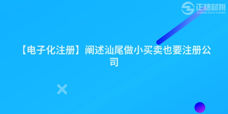 【電子化注冊(cè)】闡述汕尾做小買賣也要注冊(cè)公司