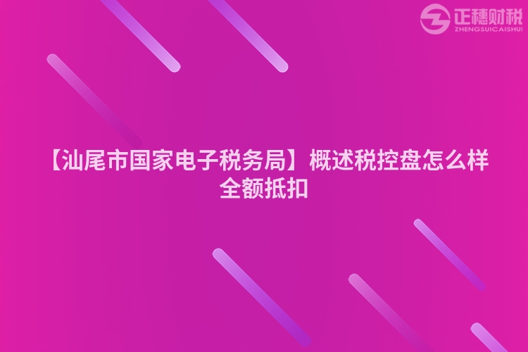 【汕尾市國家電子稅務局】概述稅控盤怎么樣全額抵扣
