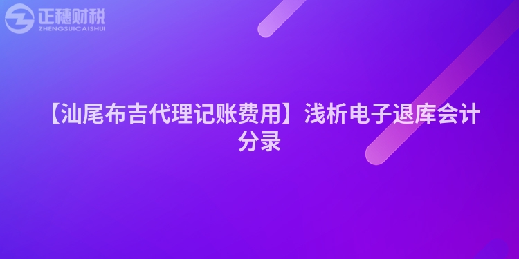 【汕尾布吉代理記賬費(fèi)用】淺析電子退庫(kù)會(huì)計(jì)分錄