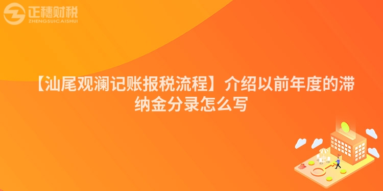 【汕尾觀瀾記賬報稅流程】介紹以前年度的滯納金分錄怎么寫