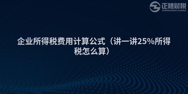 企業所得稅費用計算公式（講一講25%所得稅怎么算）