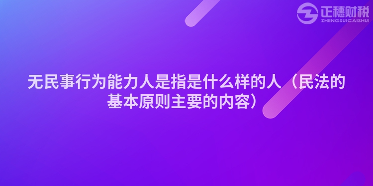 無民事行為能力人是指是什么樣的人（民法的基本原則主要的內容）