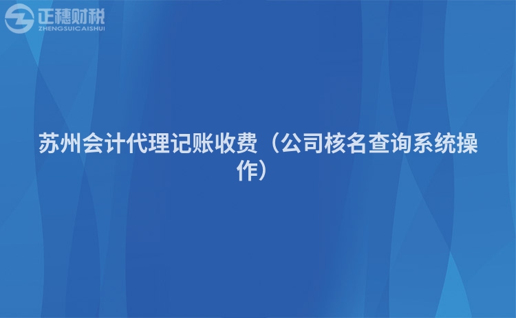 蘇州會計代理記賬收費（公司核名查詢系統操作）