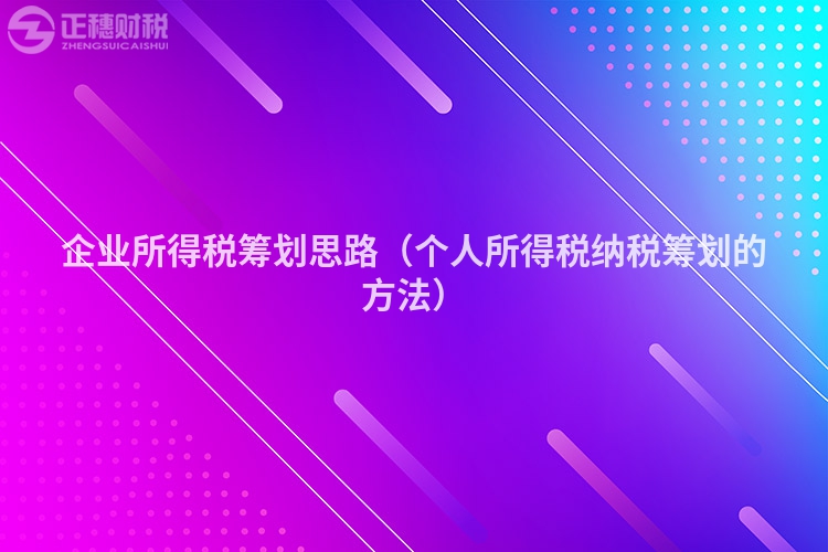 企業所得稅籌劃思路（個人所得稅納稅籌劃的方法）